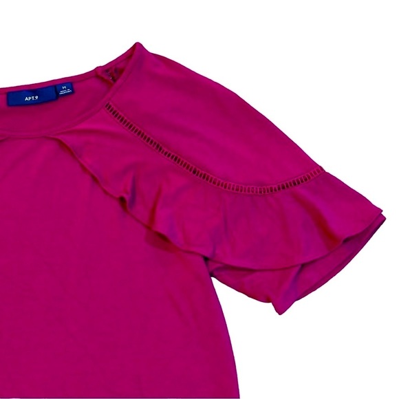 APT.9 Blouse Scoop neck Pull over Flutter neckline Magenta pink Size Medium - Picture 4 of 6